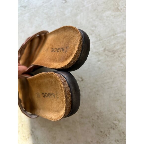 Naot Womens Sz 40 Leather Sandals Brown Slide Comfort Footbed - Picture 3 of 9